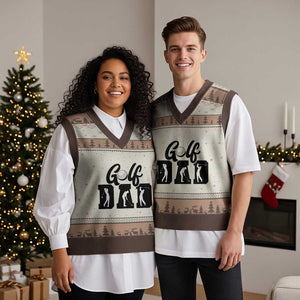 Golf Dad V-Neck Knit Sweater Vest Gift For Sport Lover TS12 Mocha Mousse Print Your Wear
