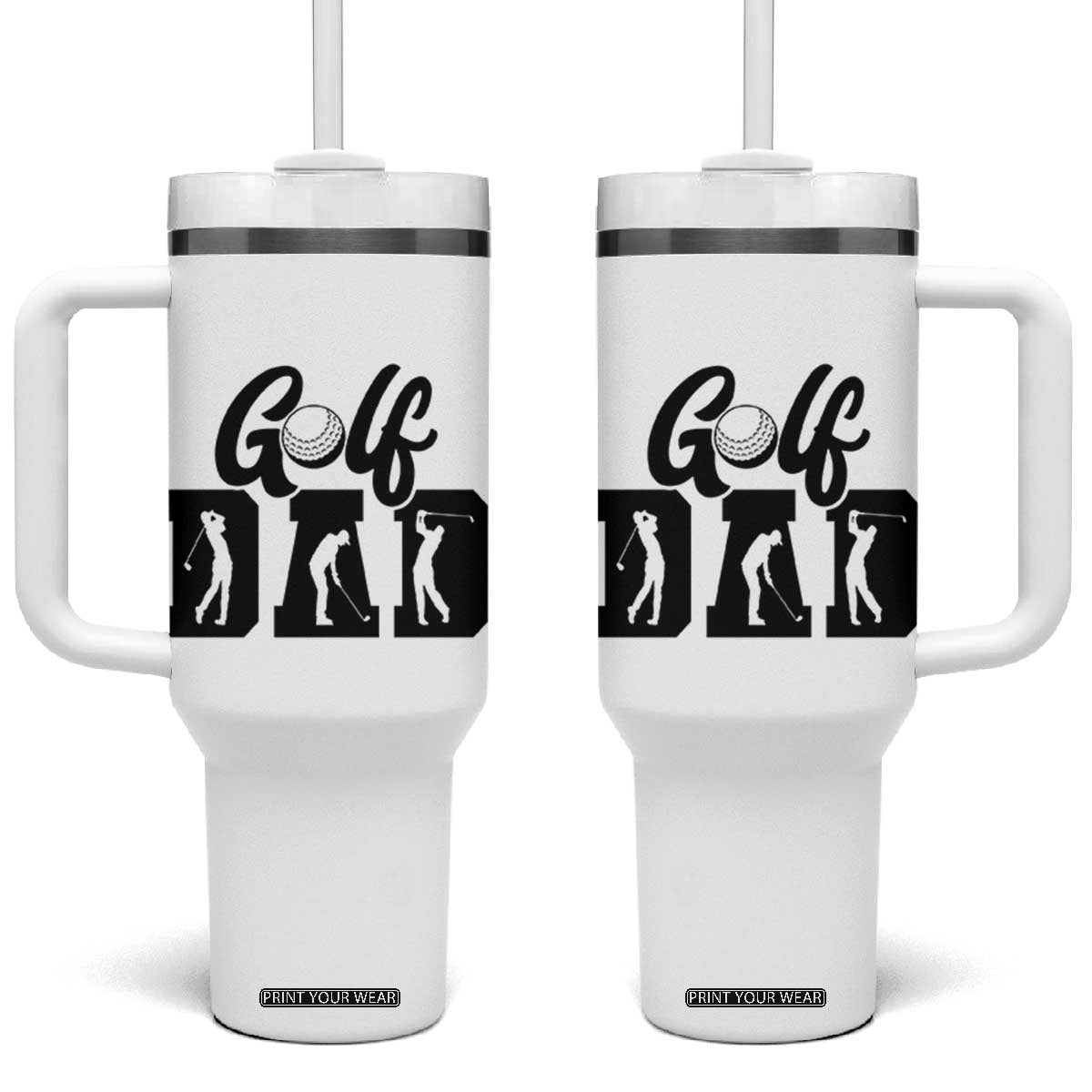 Golf Dad Tumbler With Handle Gift For Sport Lover TS12 One Size: 40 oz White Print Your Wear