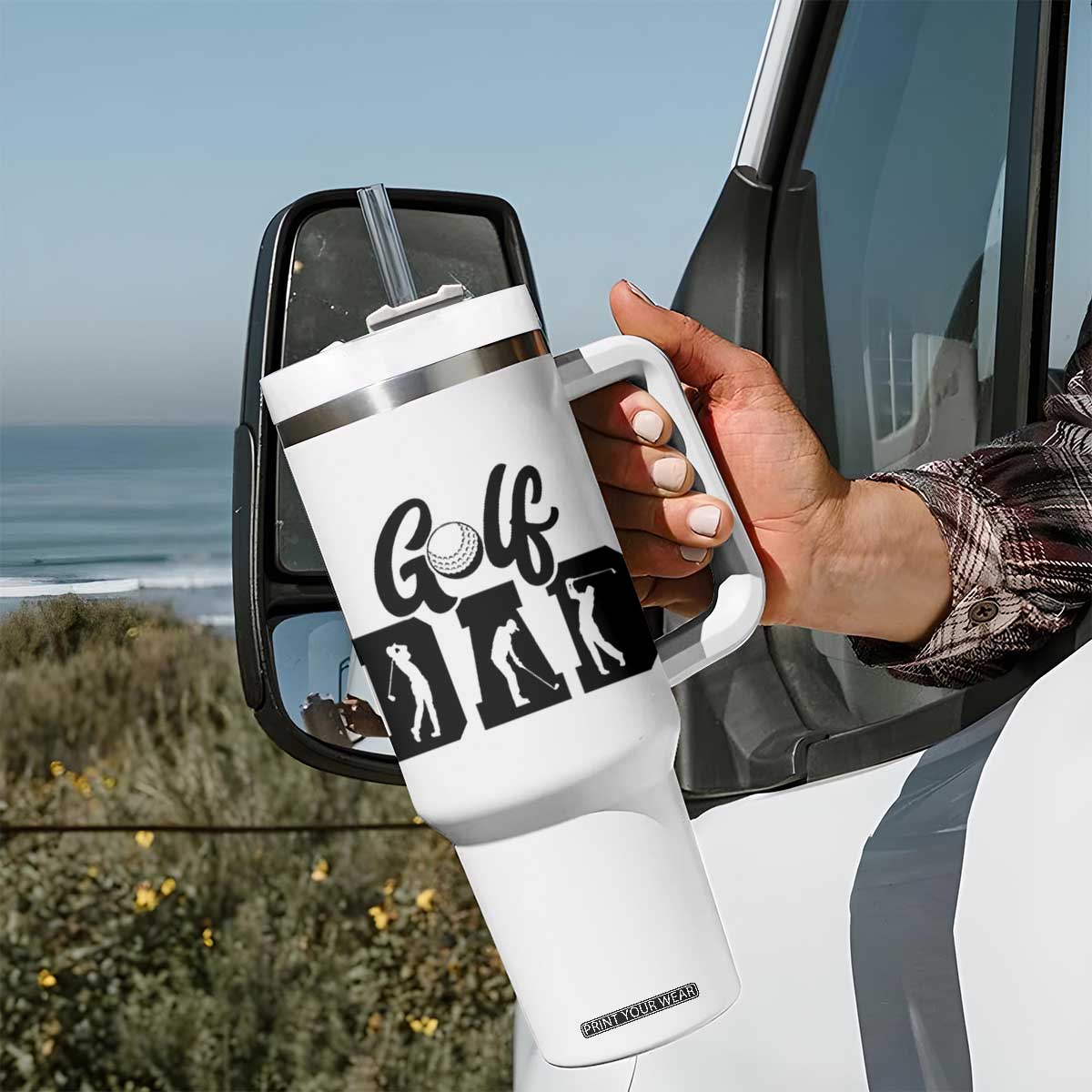 Golf Dad Tumbler With Handle Gift For Sport Lover - Print Your Wear
