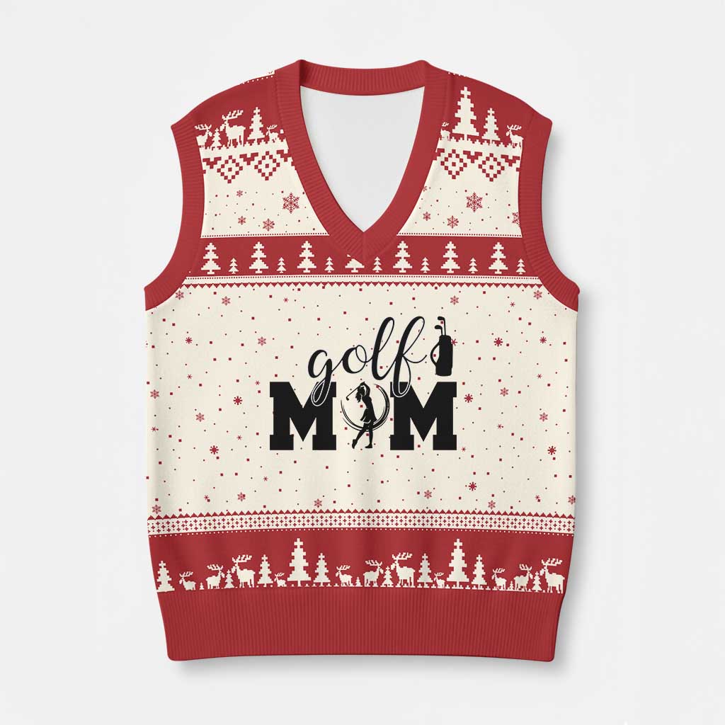 Proud Golf Mom Lifestyle V-Neck Knit Sweater Vest Sports Gift Idea TS12 Beige Red Print Your Wear