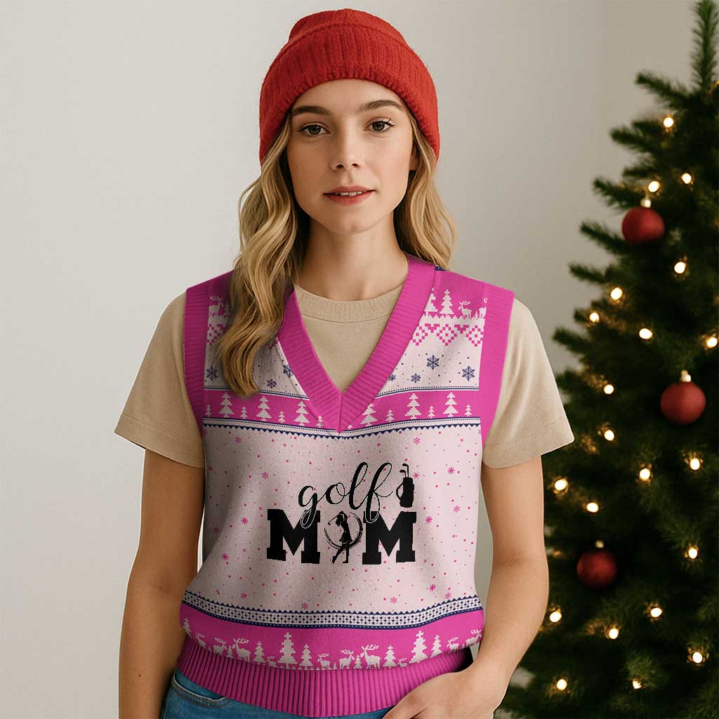 Proud Golf Mom Lifestyle V-Neck Knit Sweater Vest Sports Gift Idea TS12 Hot Pink Print Your Wear
