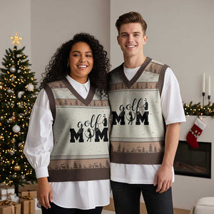 Proud Golf Mom Lifestyle V-Neck Knit Sweater Vest Sports Gift Idea TS12 Mocha Mousse Print Your Wear