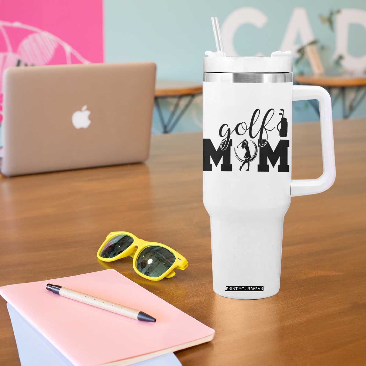 Proud Golf Mom Lifestyle Tumbler With Handle Sports Gift Idea TS12 Print Your Wear