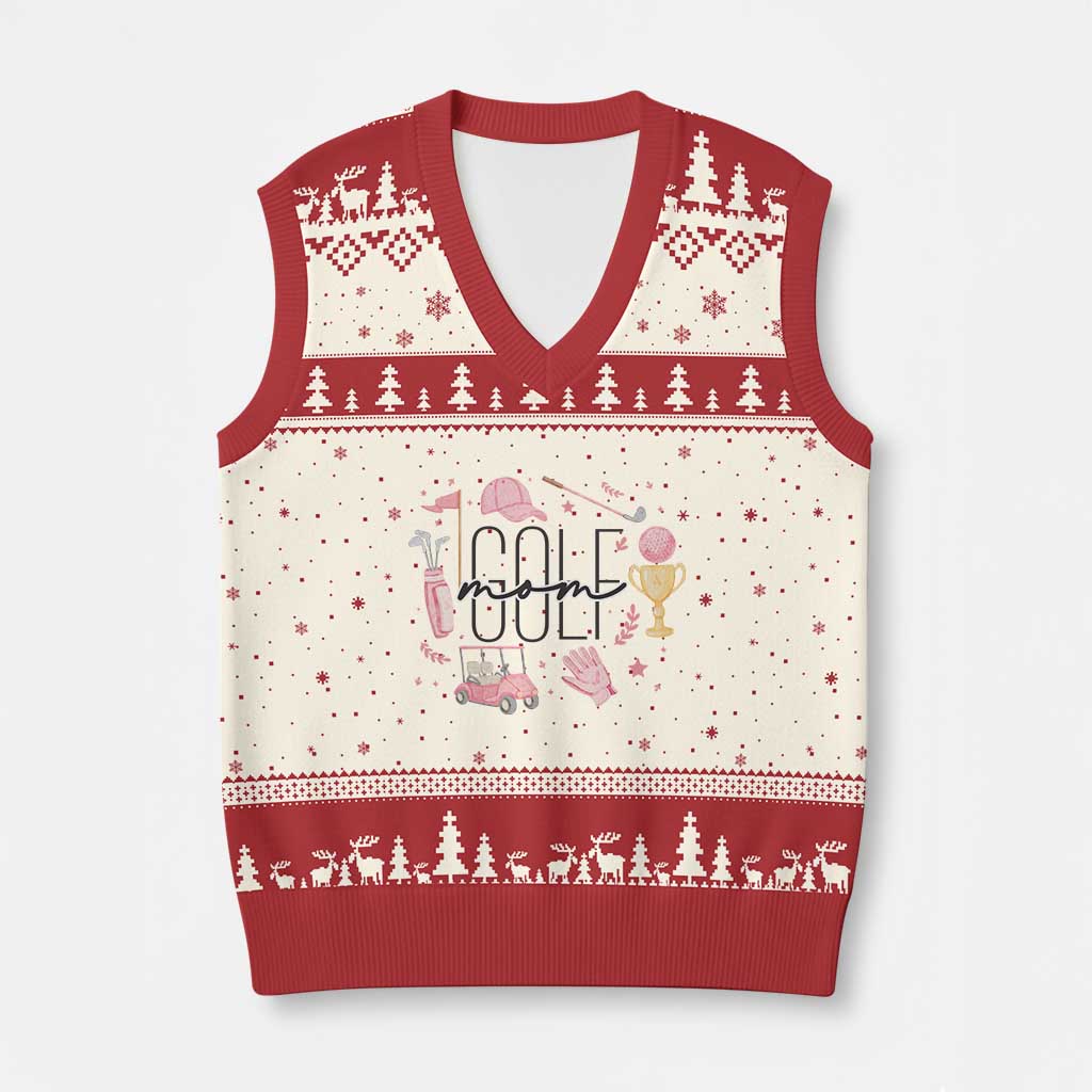 Golf Mom Life Proud V-Neck Knit Sweater Vest Sports Lover Gift TS12 Beige Red Print Your Wear