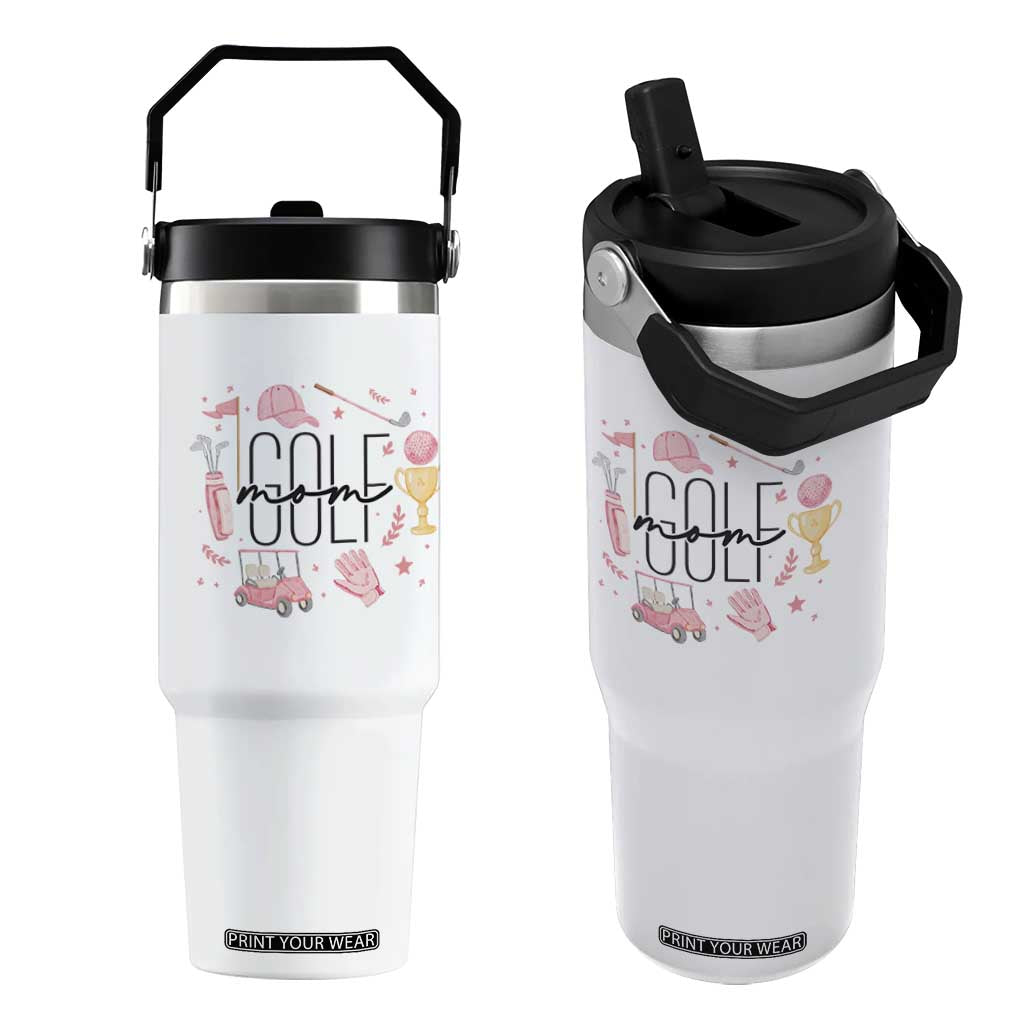 Golf Mom Life Proud Flip Straw Tumbler Sports Lover Gift TS12 One Size: 30 oz White Print Your Wear