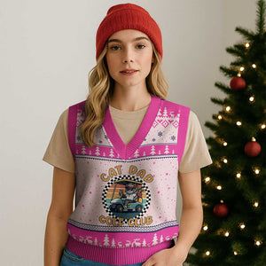 Cat Dad Golf Club V-Neck Knit Sweater Vest Funny Sports Lover Gift TS12 Hot Pink Print Your Wear
