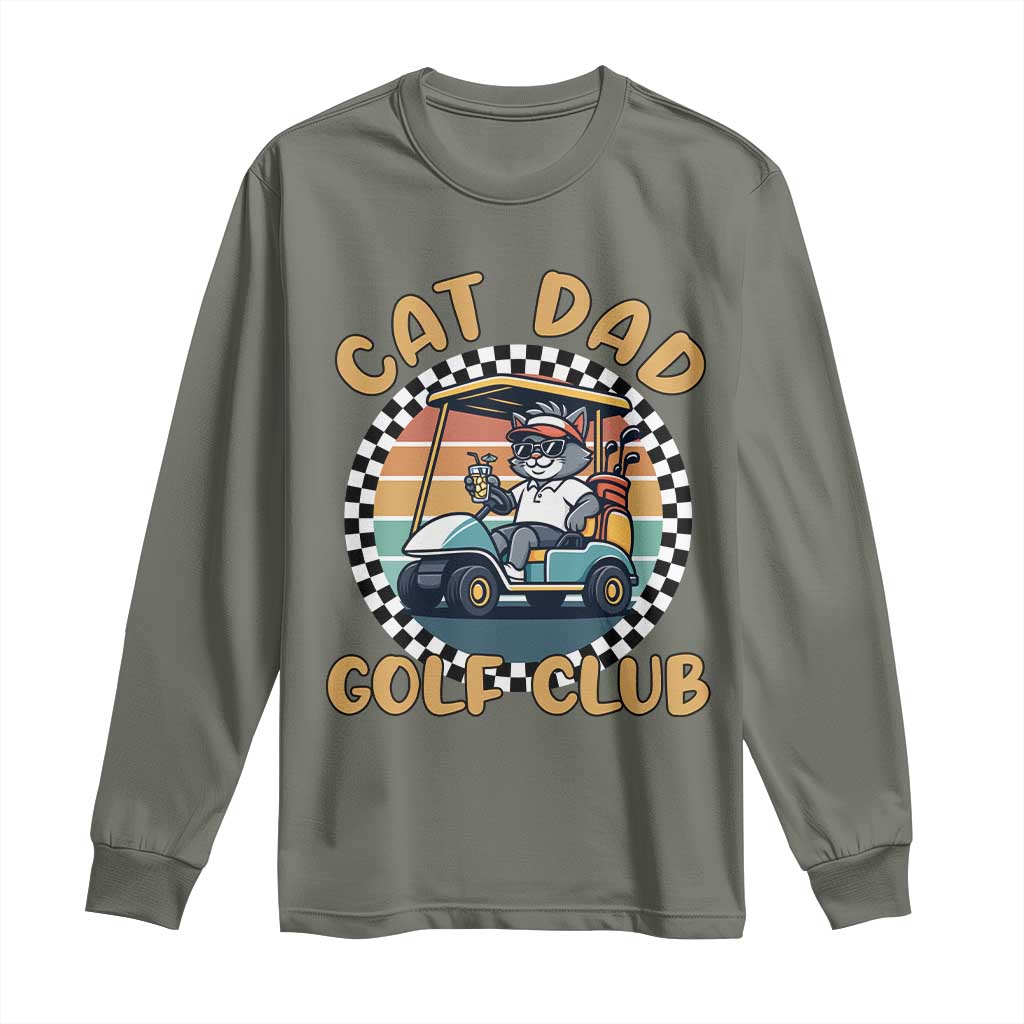Cat Dad Golf Club Long Sleeve Shirt Funny Sports Lover Gift TS12 Military Green Print Your Wear