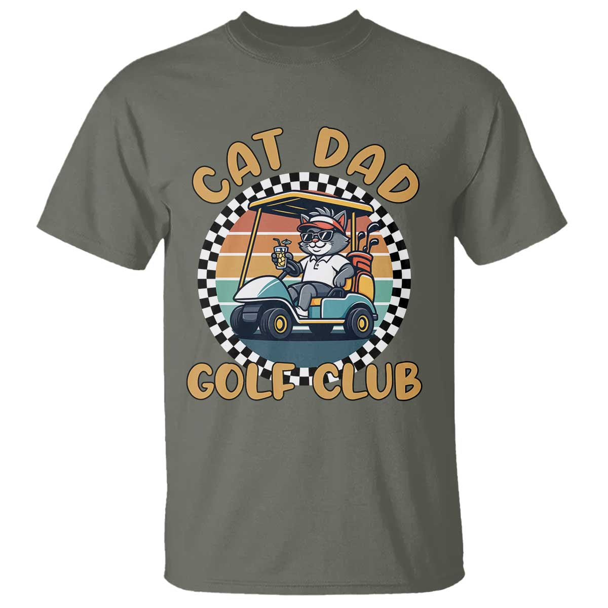 Cat Dad Golf Club T Shirt Funny Sports Lover Gift TS12 Military Green Print Your Wear