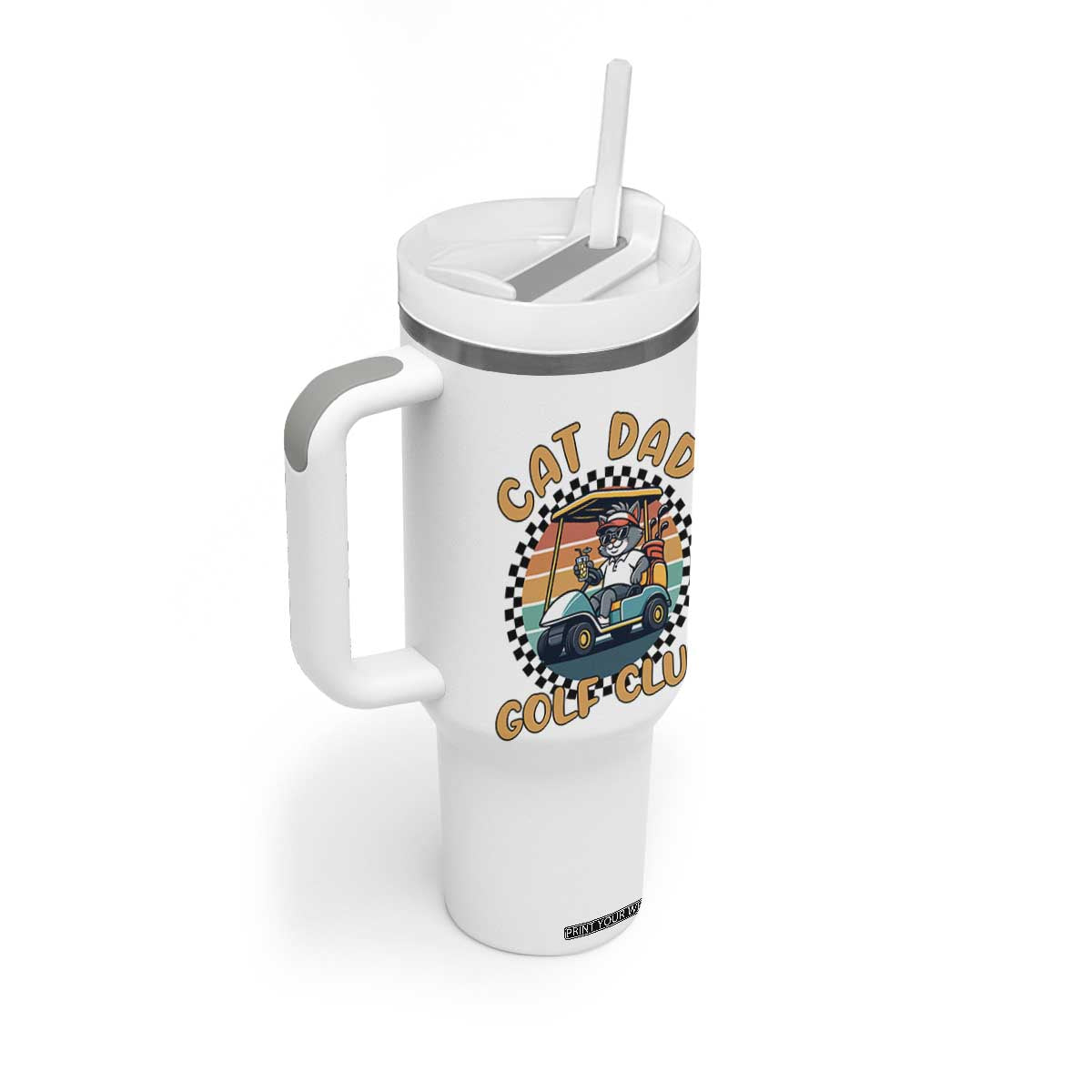 Cat Dad Golf Club Tumbler With Handle Funny Sports Lover Gift TS12 Print Your Wear