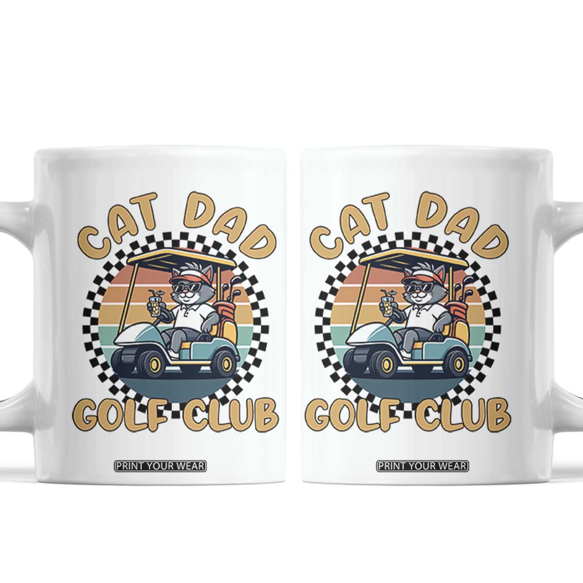 Cat Dad Golf Club Coffee Mug Funny Sports Lover Gift TS12 White Print Your Wear