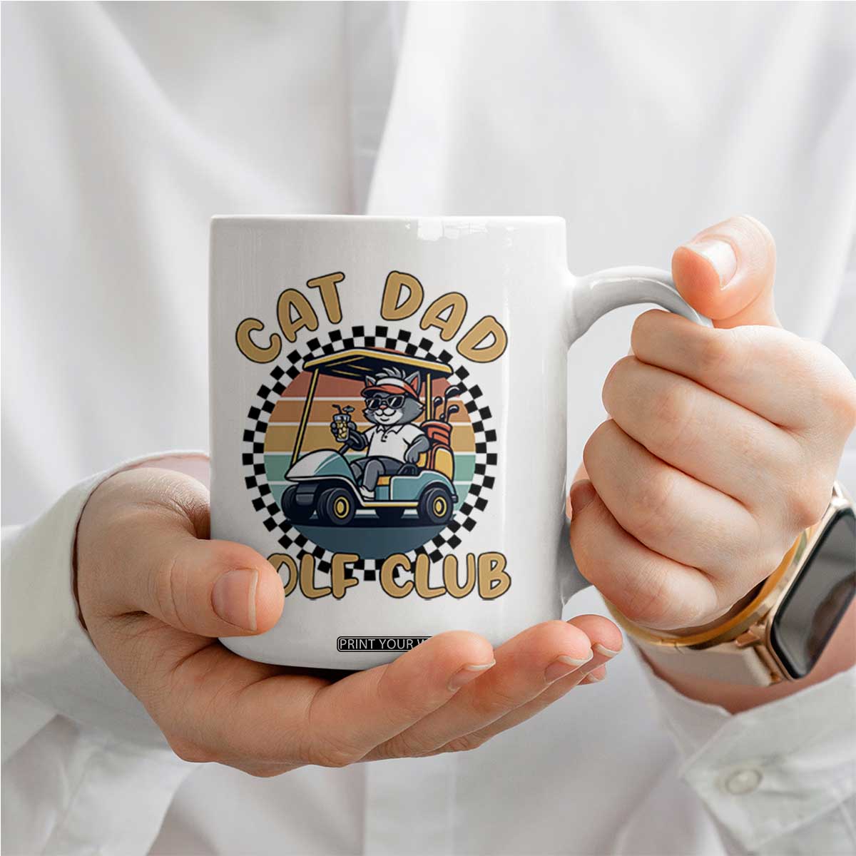 Cat Dad Golf Club Coffee Mug Funny Sports Lover Gift TS12 Print Your Wear