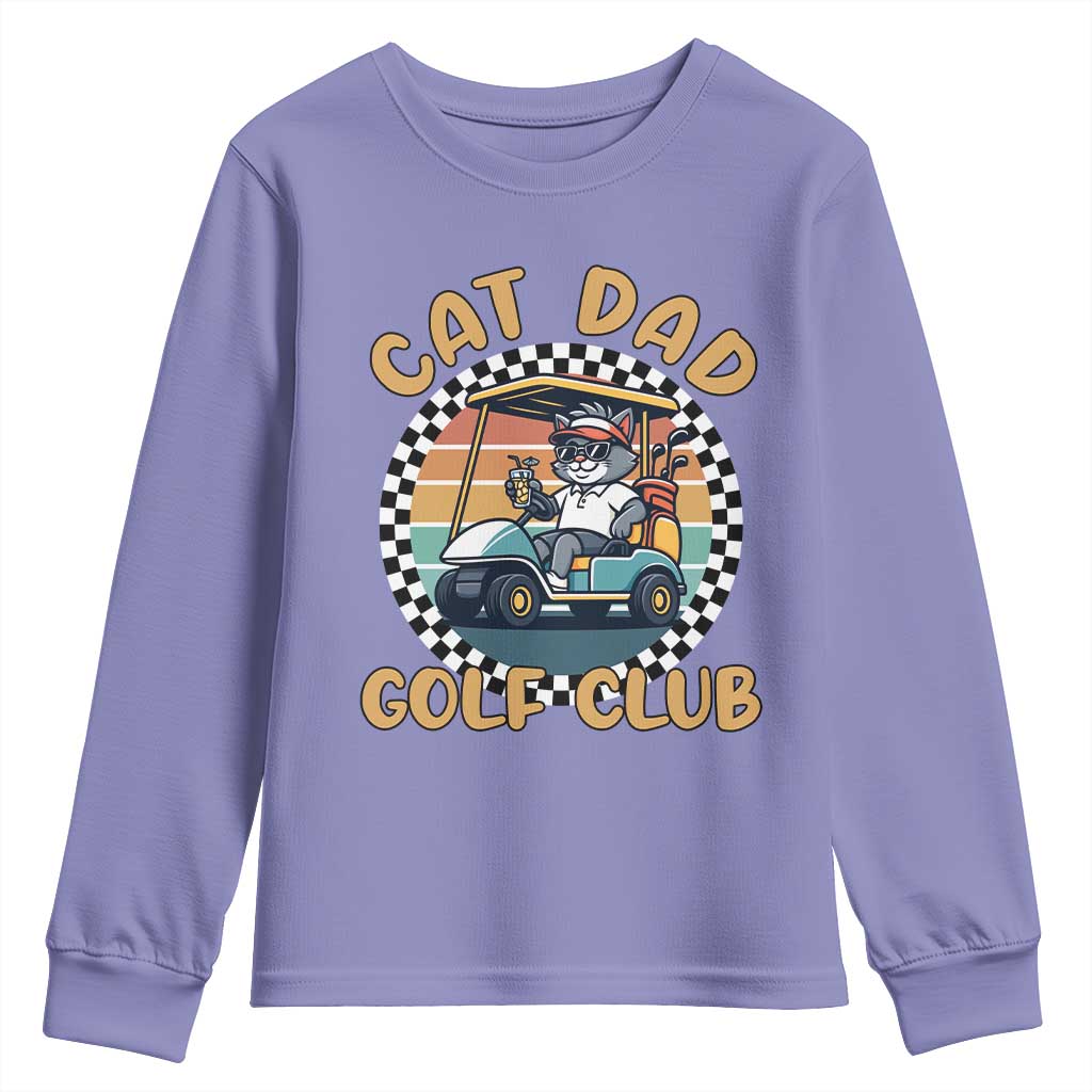 Cat Dad Golf Club Youth Sweatshirt Funny Sports Lover Gift TS12 Violet Print Your Wear