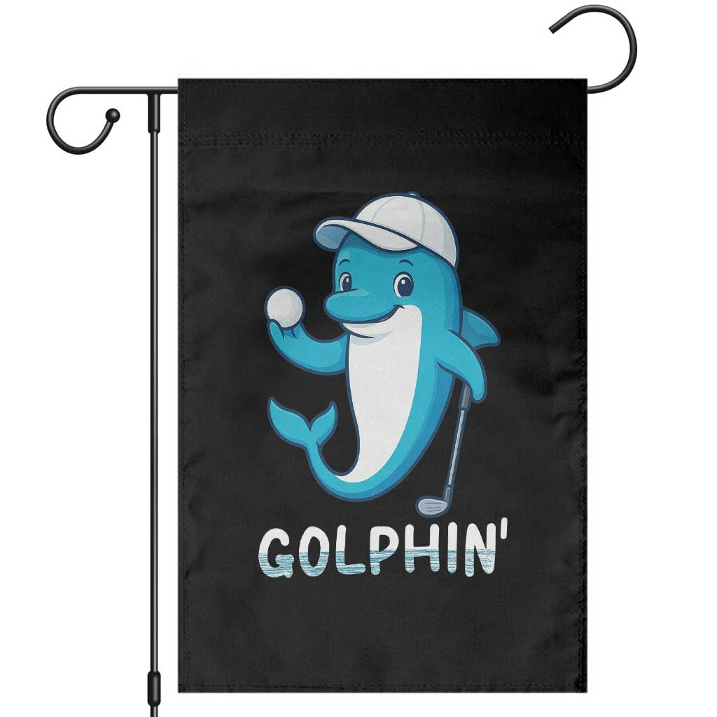 Golphin Dolphin Pun Garden Flag Funny Golf Gift TS12 Black Print Your Wear
