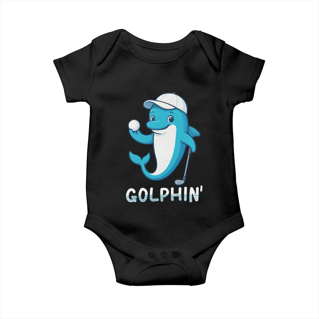 Golphin Dolphin Pun Baby Onesie Funny Golf Gift TS12 Black Print Your Wear