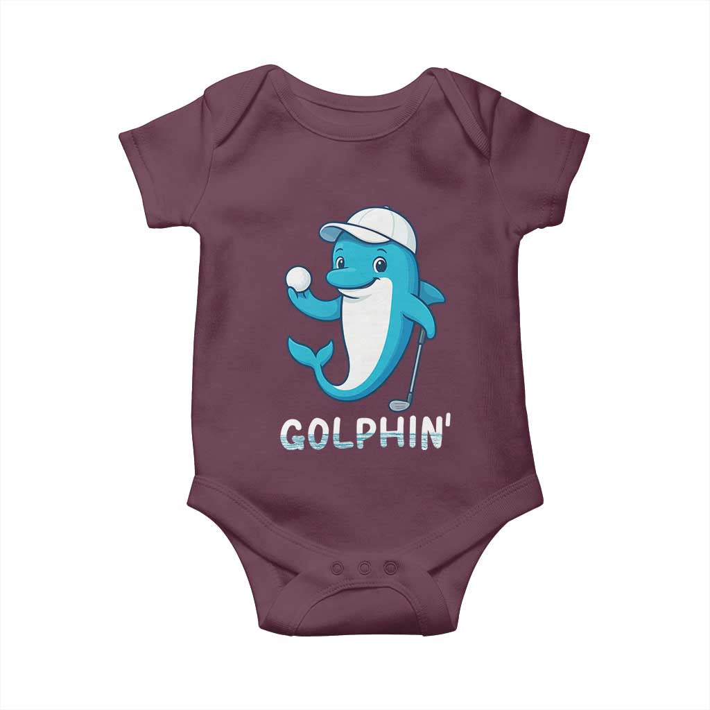 Golphin Dolphin Pun Baby Onesie Funny Golf Gift TS12 Maroon Print Your Wear