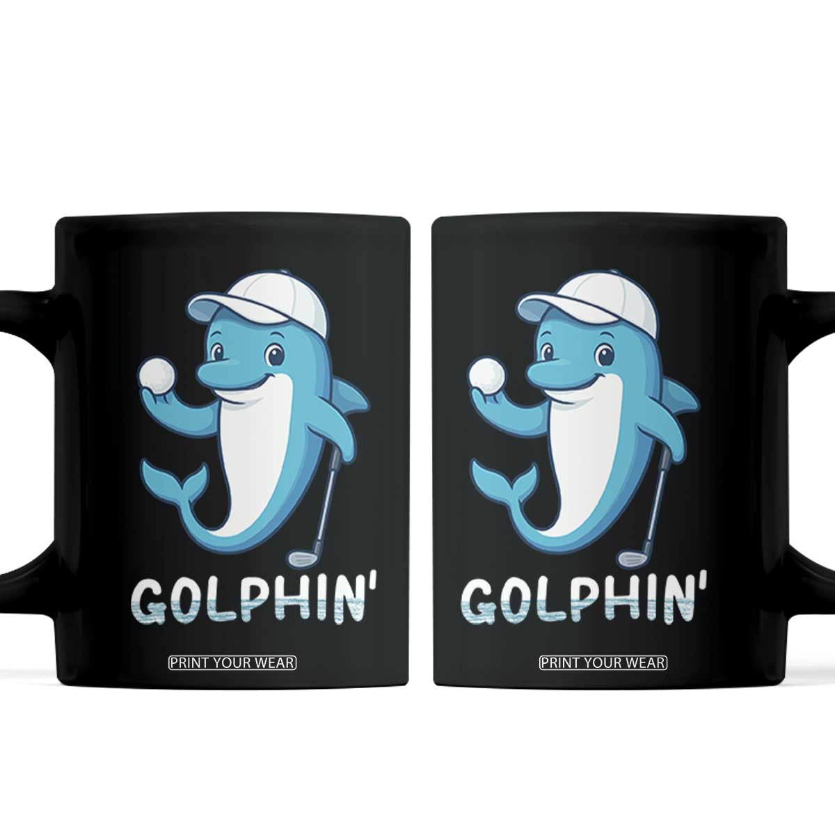 Golphin Dolphin Pun Coffee Mug Funny Golf Gift TS12 Black Print Your Wear
