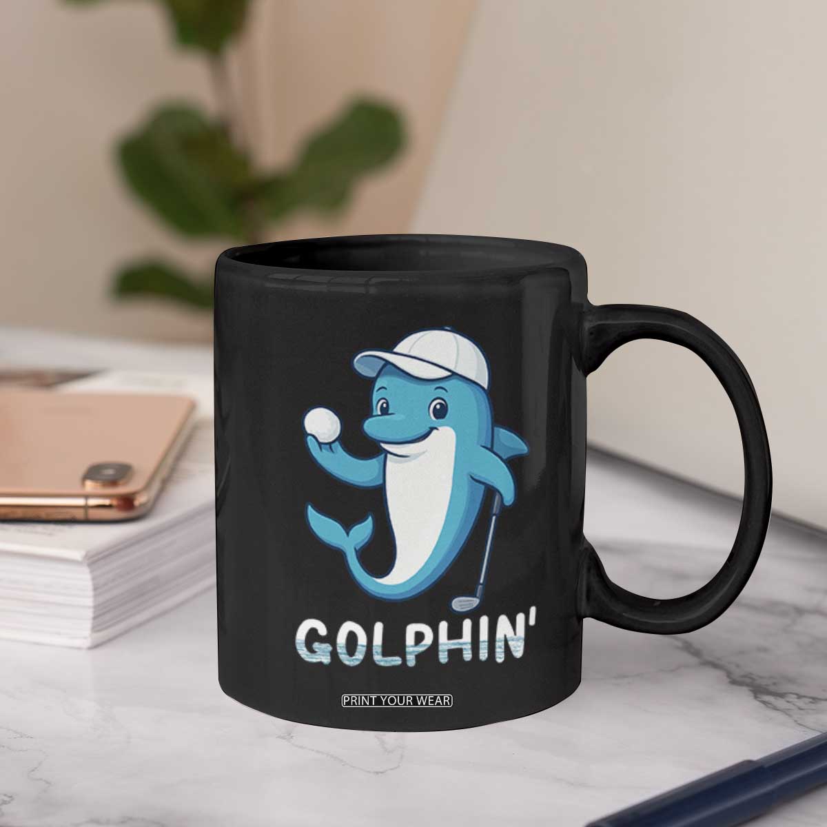Golphin Dolphin Pun Coffee Mug Funny Golf Gift TS12 Print Your Wear