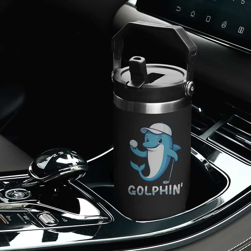 Golphin Dolphin Pun Flip Straw Tumbler Funny Golf Gift TS12 Print Your Wear
