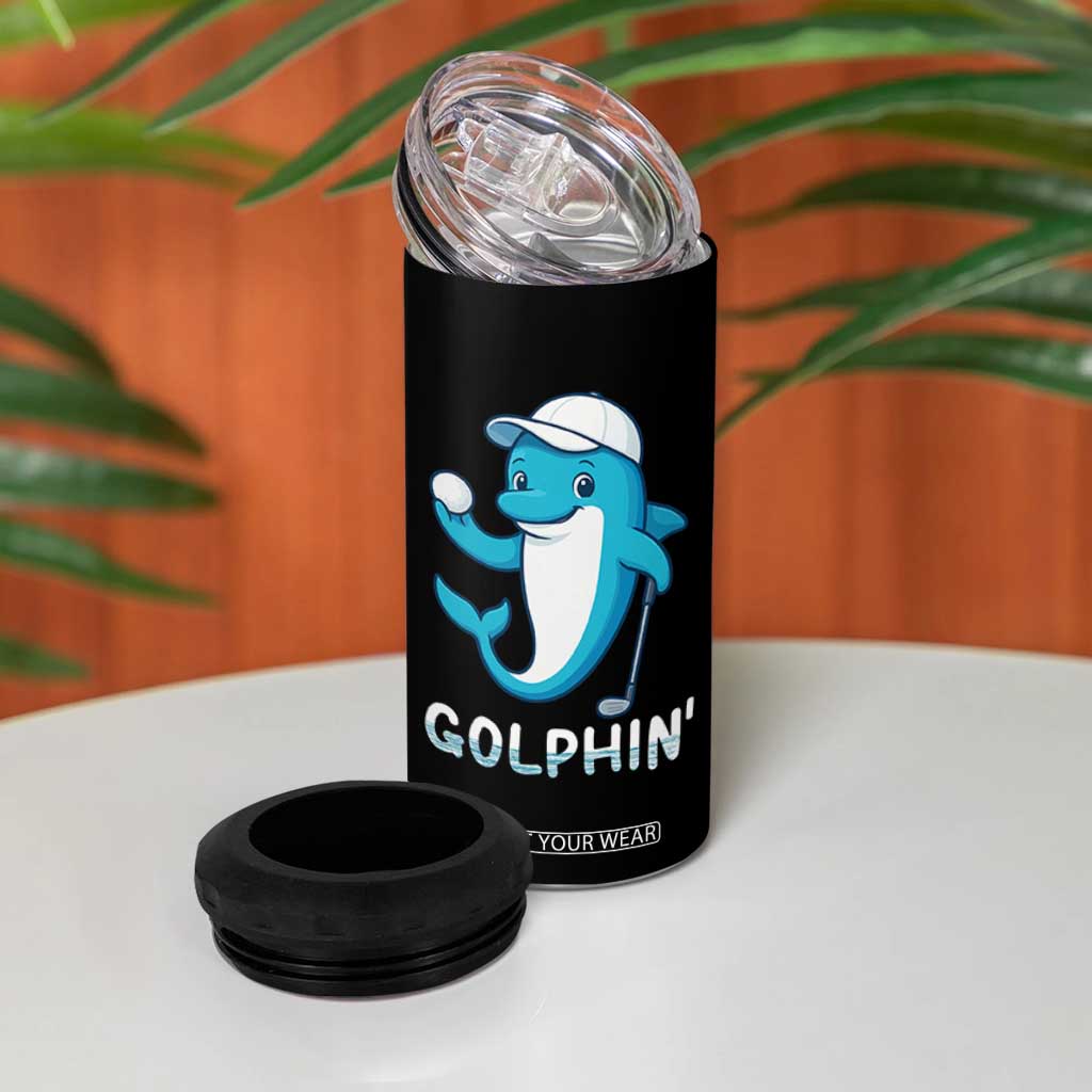 Golphin Dolphin Pun 4 in 1 Can Cooler Tumbler Funny Golf Gift TS12 Print Your Wear