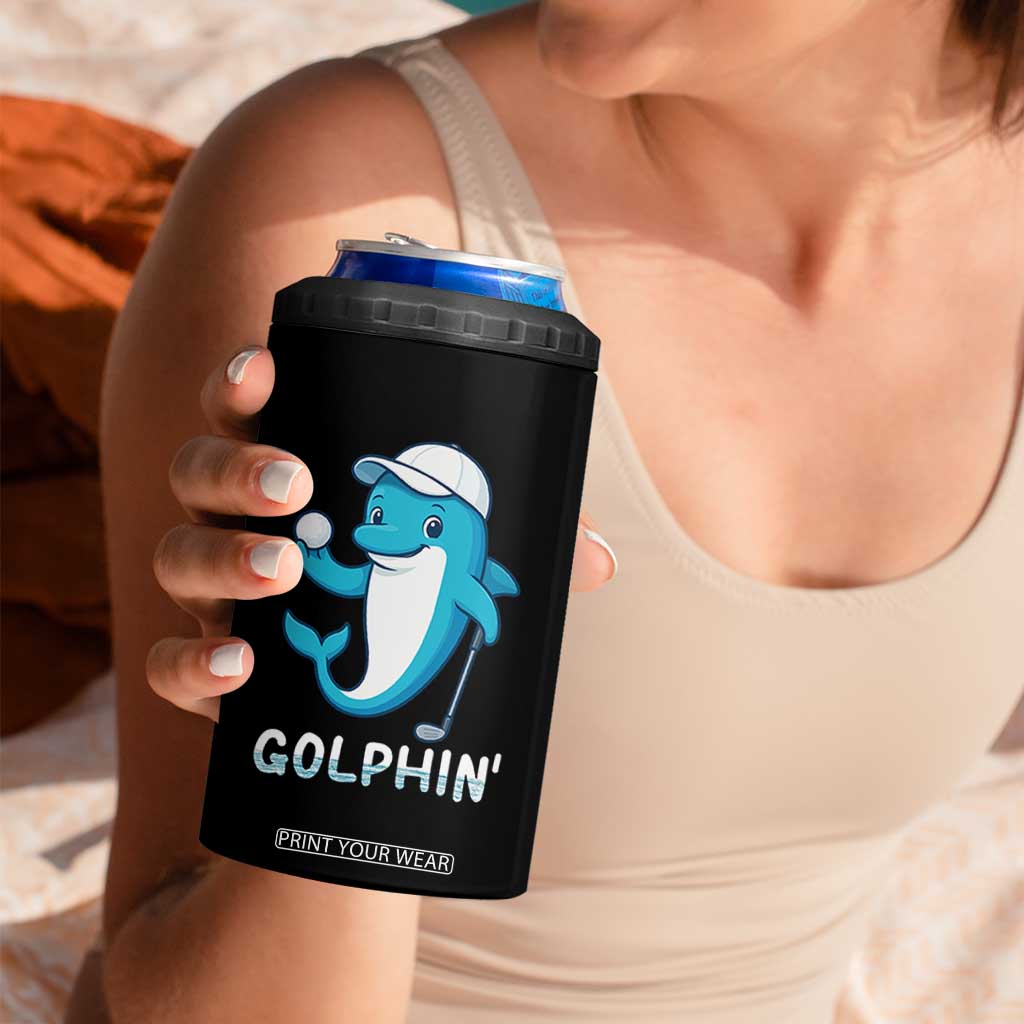 Golphin Dolphin Pun 4 in 1 Can Cooler Tumbler Funny Golf Gift TS12 Print Your Wear