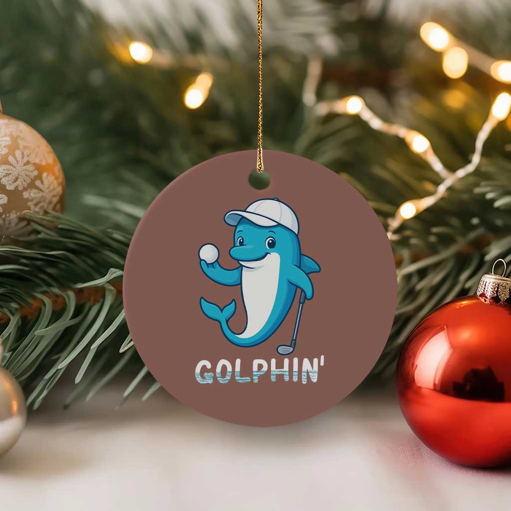 Golphin Dolphin Pun Ceramic Ornament Funny Golf Gift TS12 1pc Mocha Print Your Wear