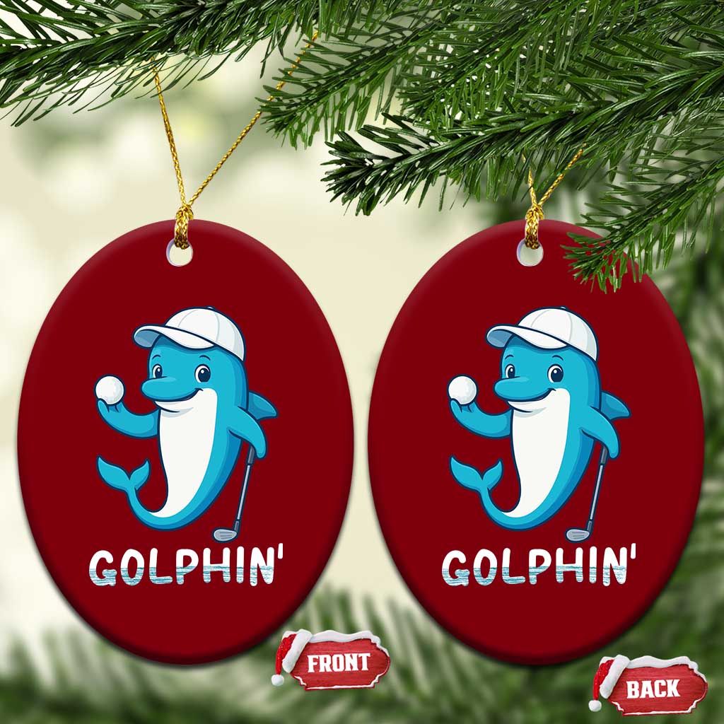 Golphin Dolphin Pun Ceramic Ornament Funny Golf Gift TS12 Print Your Wear