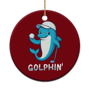 Golphin Dolphin Pun Ceramic Ornament Funny Golf Gift TS12 1pc Red Print Your Wear
