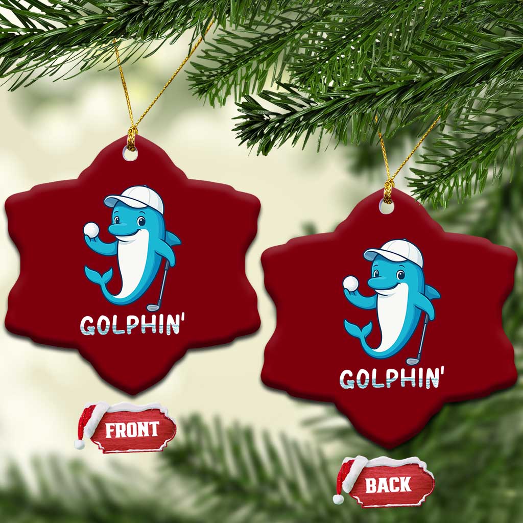 Golphin Dolphin Pun Ceramic Ornament Funny Golf Gift TS12 Print Your Wear