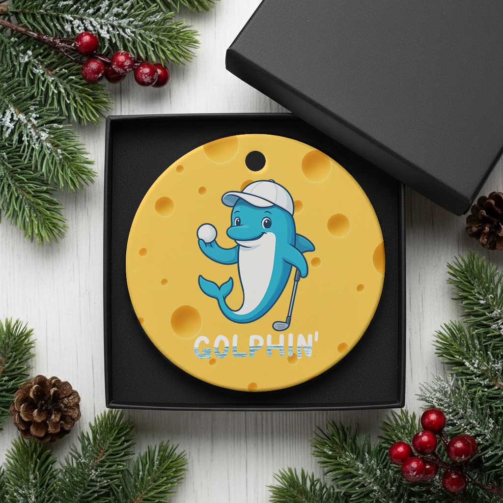 Golphin Dolphin Pun Ceramic Ornament Funny Golf Gift TS12 1pc Yellow Cheese Print Your Wear