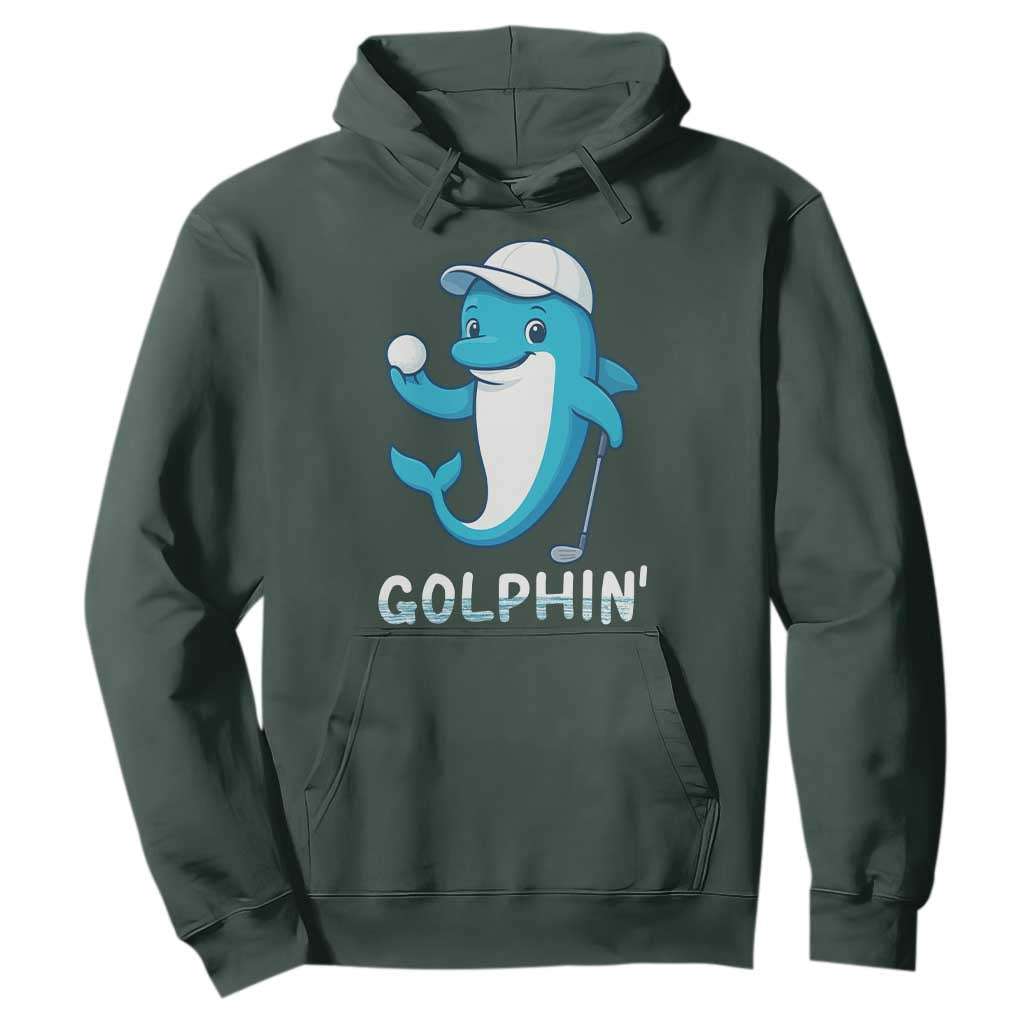 Golphin Dolphin Pun Hoodie Funny Golf Gift TS12 Dark Forest Green Print Your Wear
