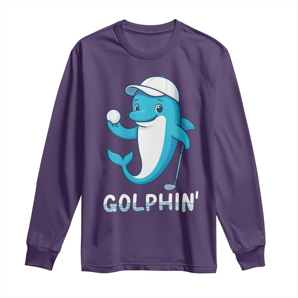 Golphin Dolphin Pun Long Sleeve Shirt Funny Golf Gift TS12 Purple Print Your Wear