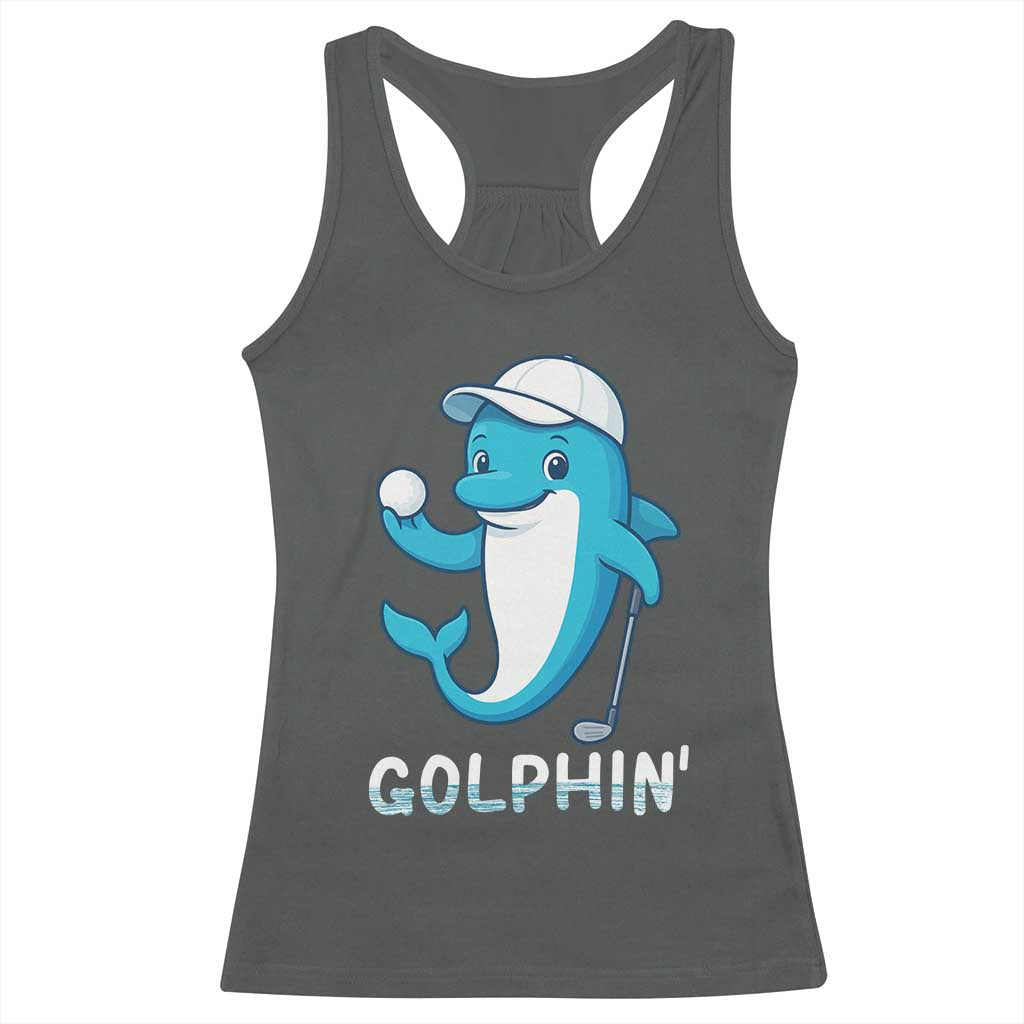 Golphin Dolphin Pun Racerback Tank Top Funny Golf Gift TS12 Dark Heather Print Your Wear