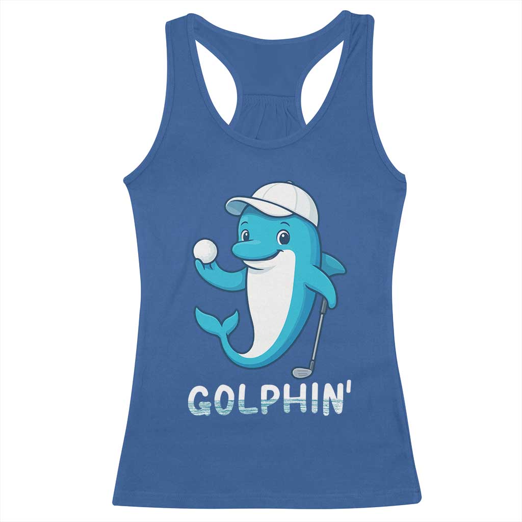 Golphin Dolphin Pun Racerback Tank Top Funny Golf Gift TS12 Royal Blue Print Your Wear