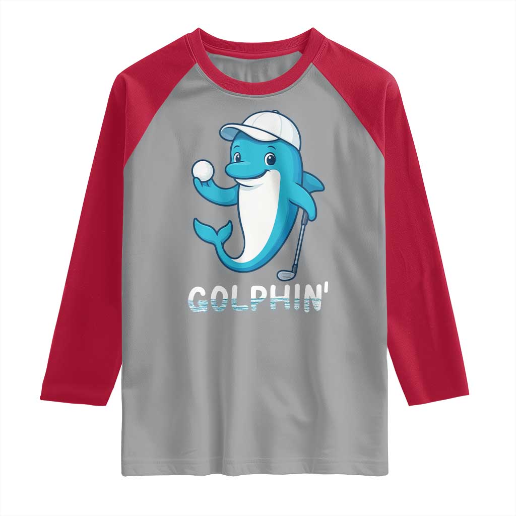 Golphin Dolphin Pun Raglan Shirt Funny Golf Gift TS12 Sport Gray Red Print Your Wear