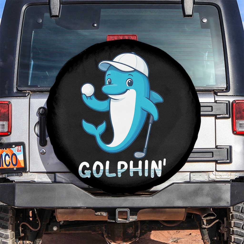 Golphin Dolphin Pun Spare Tire Cover Funny Golf Gift TS12 No hole Black Print Your Wear