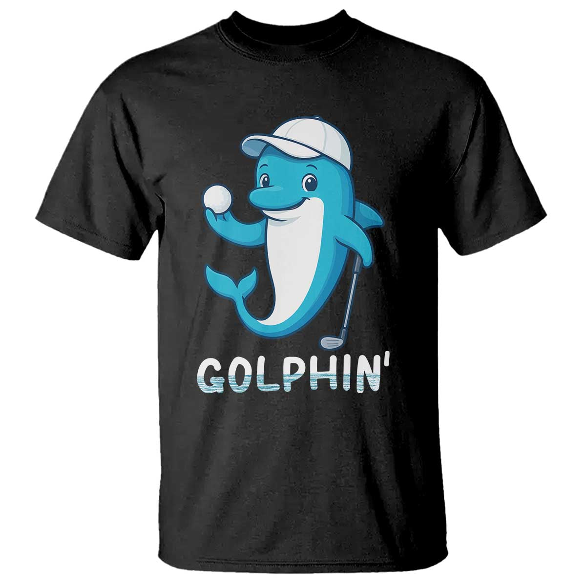 Golphin Dolphin Pun T Shirt Funny Golf Gift TS12 Black Print Your Wear