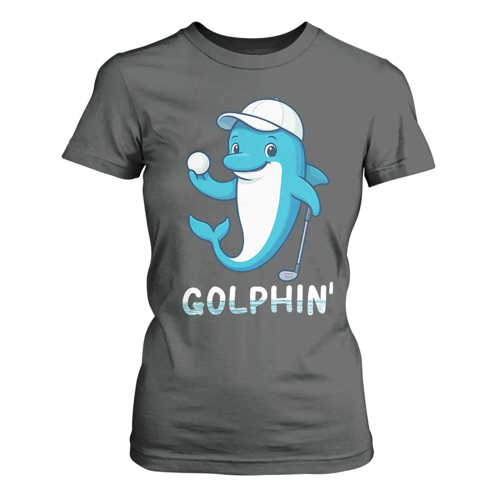 Golphin Dolphin Pun T Shirt For Women Funny Golf Gift TS12 Dark Heather Print Your Wear