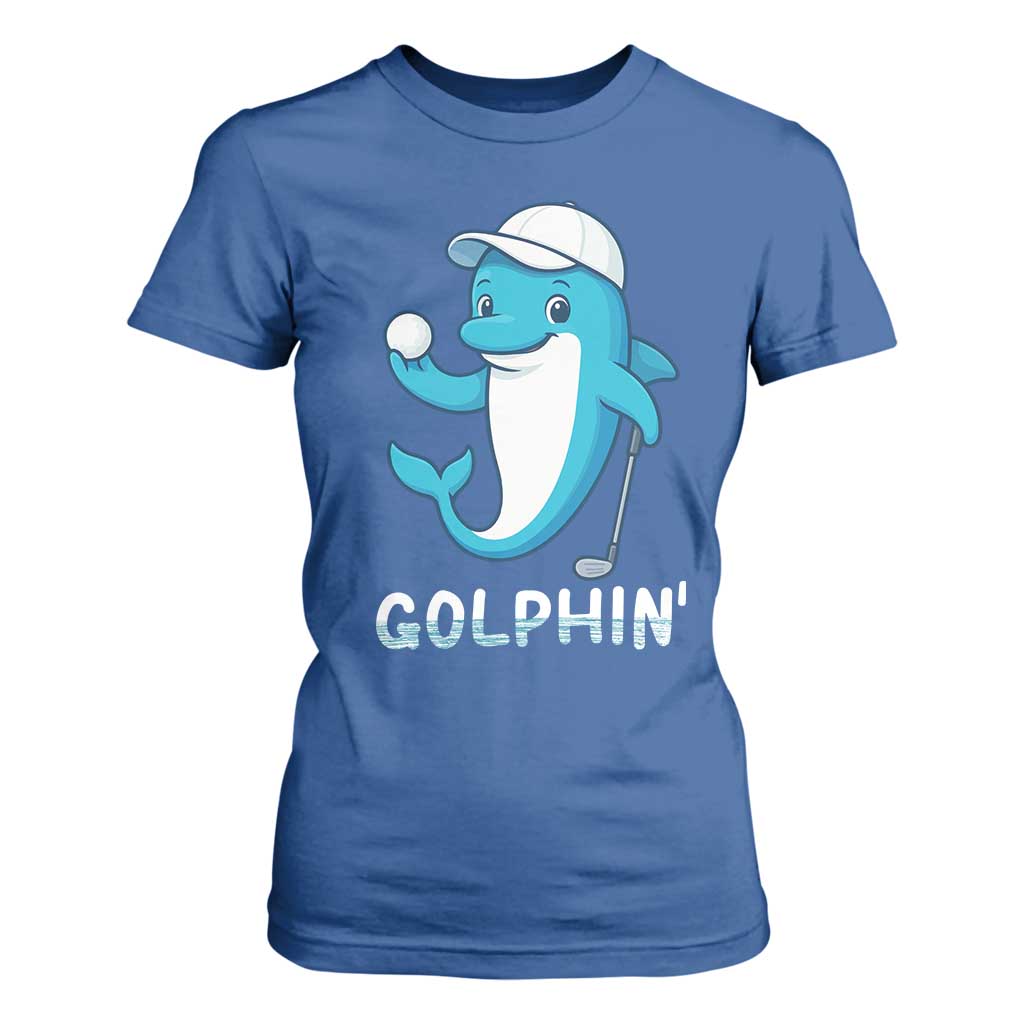Golphin Dolphin Pun T Shirt For Women Funny Golf Gift TS12 Royal Blue Print Your Wear