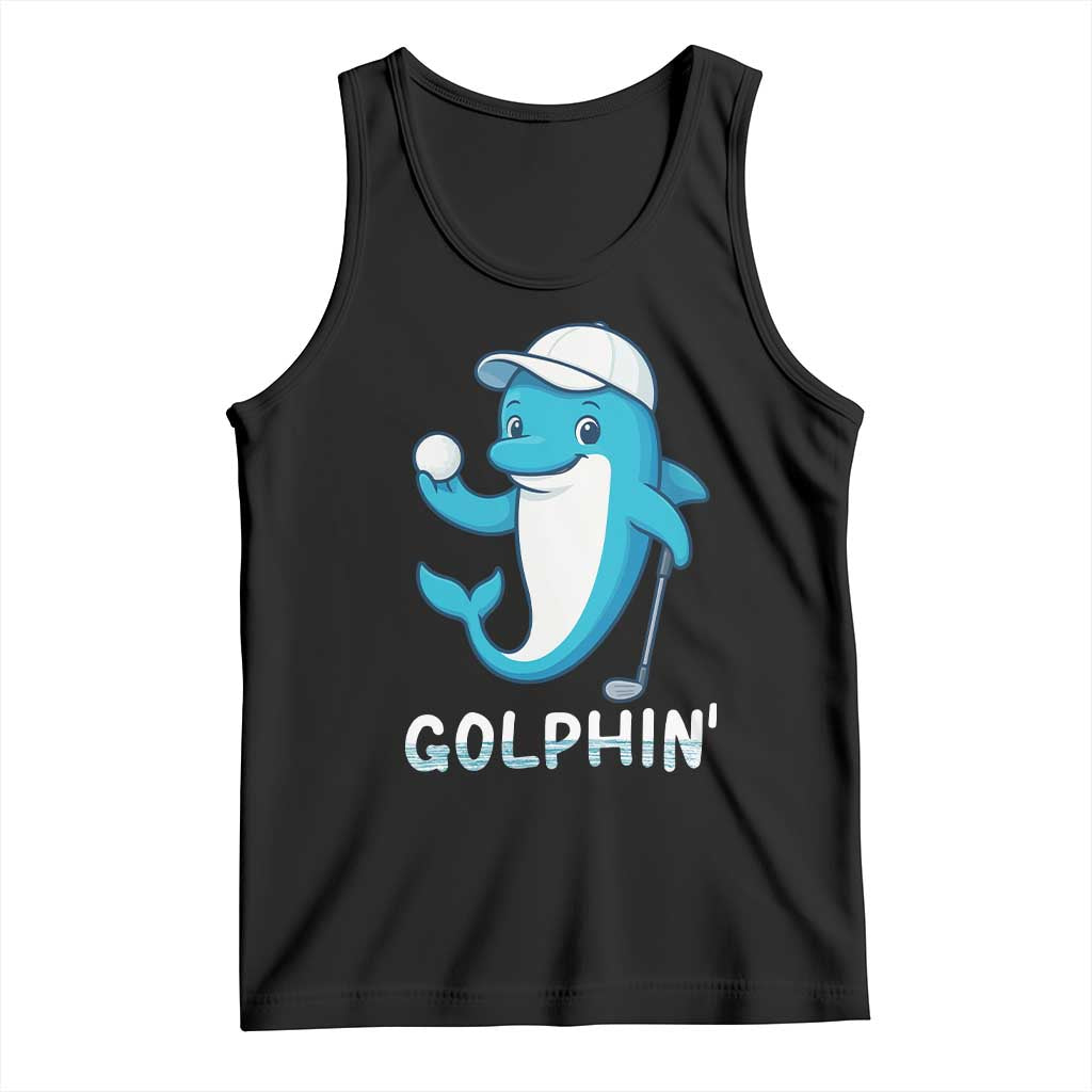 Golphin Dolphin Pun Tank Top Funny Golf Gift TS12 Black Print Your Wear