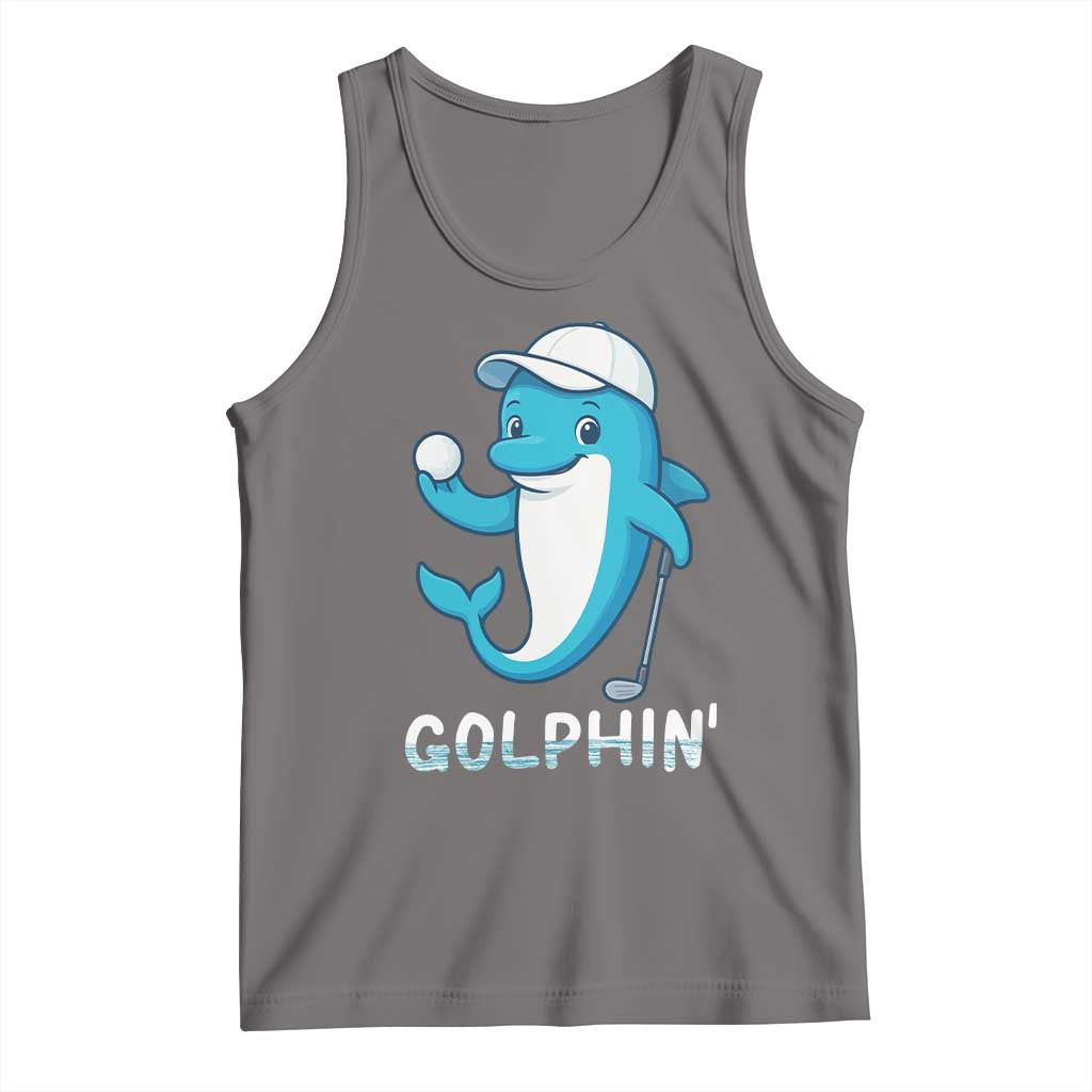 Golphin Dolphin Pun Tank Top Funny Golf Gift TS12 Deep Heather Print Your Wear