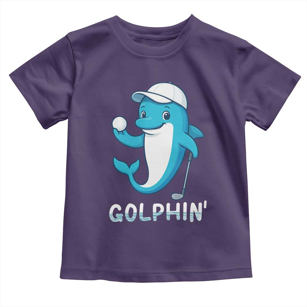 Golphin Dolphin Pun Toddler T Shirt Funny Golf Gift TS12 Purple Print Your Wear