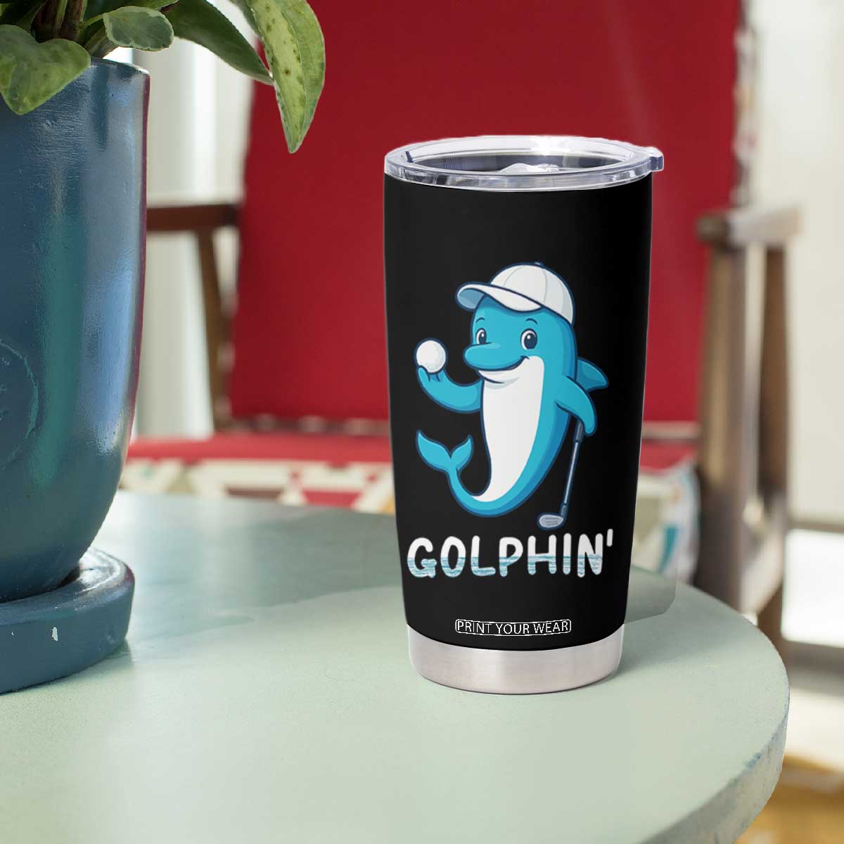 Golphin Dolphin Pun Tumbler Cup Funny Golf Gift TS12 Print Your Wear