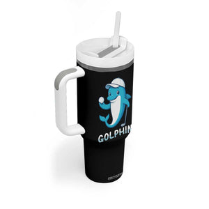 Golphin Dolphin Pun Tumbler With Handle Funny Golf Gift - Print Your Wear
