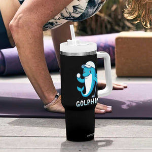 Golphin Dolphin Pun Tumbler With Handle Funny Golf Gift - Print Your Wear