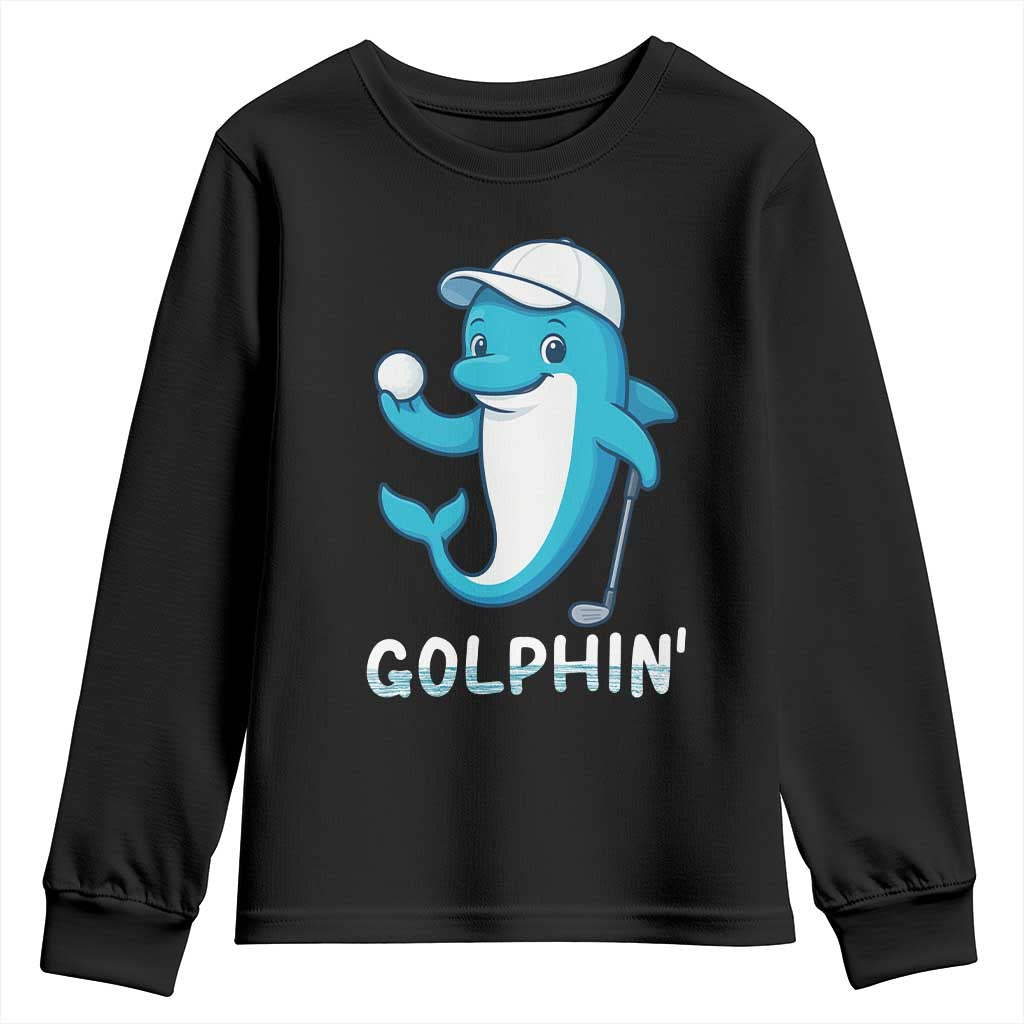 Golphin Dolphin Pun Youth Sweatshirt Funny Golf Gift TS12 Black Print Your Wear