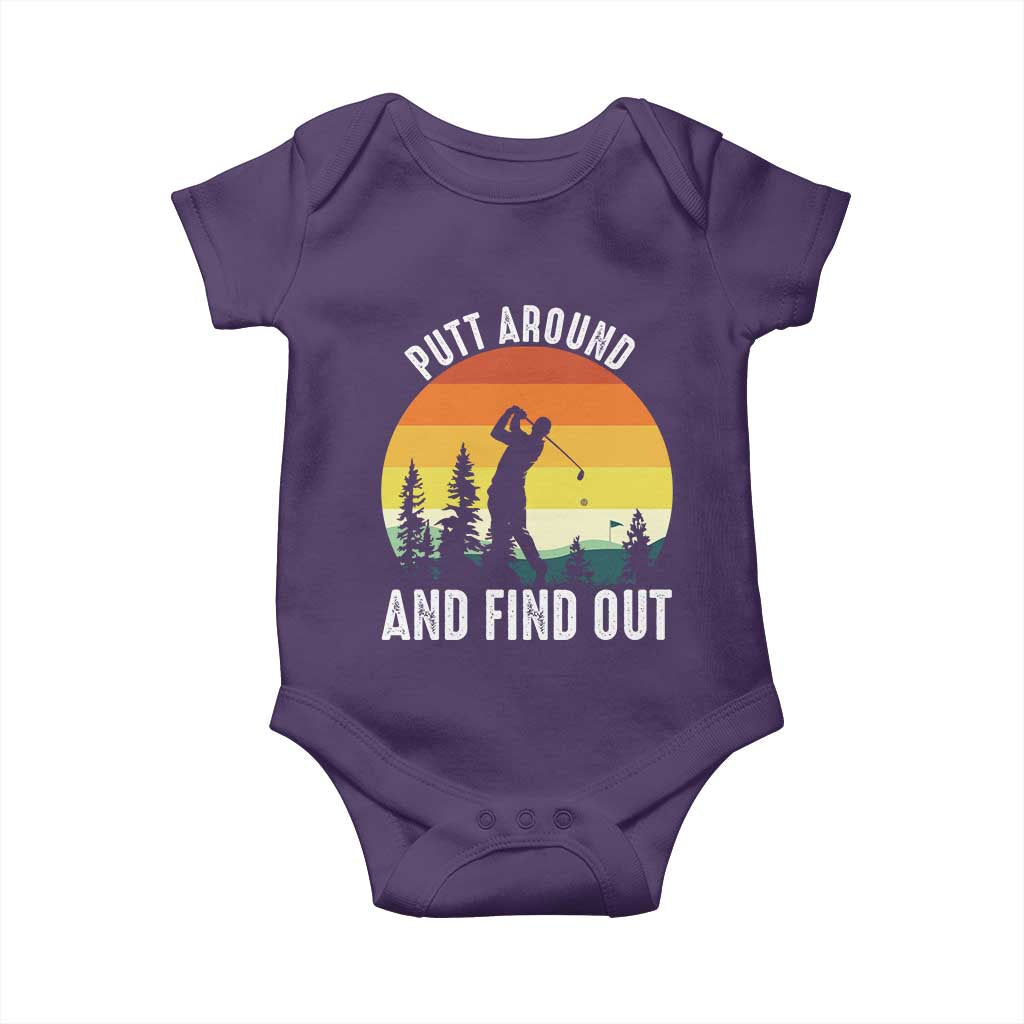 Funny Golf Quote Baby Onesie Putt Around And Find Out TS12 Purple Print Your Wear