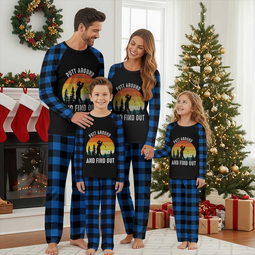 Funny Golf Quote Plaid Pajama Set Putt Around And Find Out TS12 Blue Plaid Print Your Wear