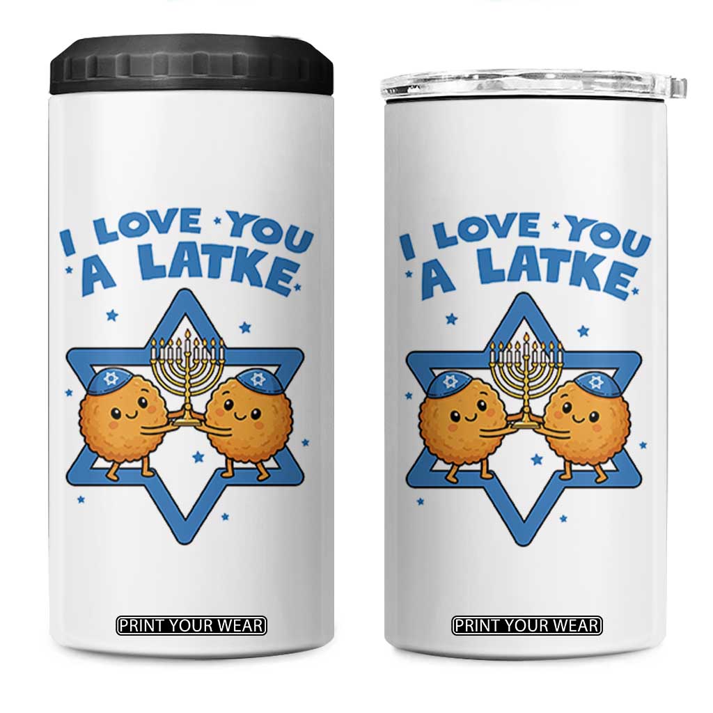 Funny Hanukkah 4 in 1 Can Cooler Tumbler I Love You A Latke Gift TS12 One Size: 16 oz White Print Your Wear