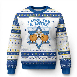 Funny Chanukkah Hanukkah Ugly Sweater I Love You A Latke Gift TS12 White Royal Blue Print Your Wear