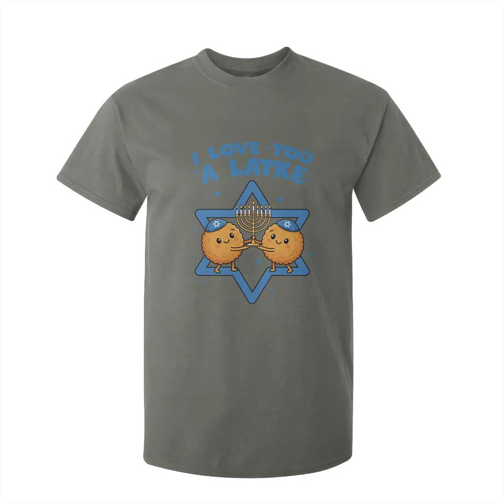 Funny Hanukkah T Shirt For Kid I Love You A Latke Gift TS12 Military Green Print Your Wear